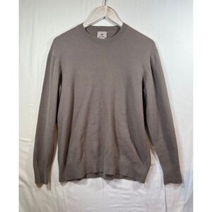H&M Mens Regular‎ Fit Textured Cotton Knit Crewneck Sweater Taupe Brown Medium